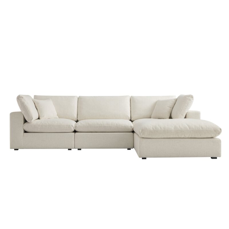 Lutyens Beige Linen Blend Modular Sofa, 3-Piece Chaise - Image 8