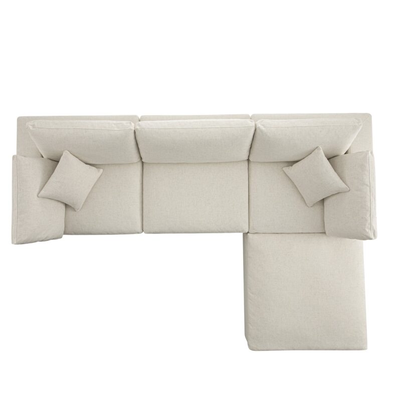 Lutyens Beige Linen Blend Modular Sofa, 3-Piece Chaise - Image 11