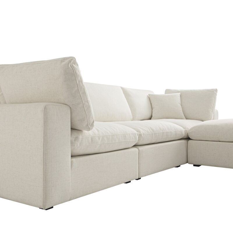 Lutyens Beige Linen Blend Modular Sofa, 3-Piece Chaise - Image 14