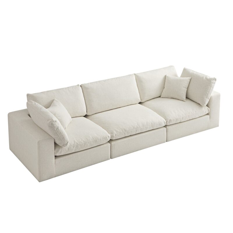 Lutyens Beige Linen Blend Modular Sofa, 3-Piece - Image 10