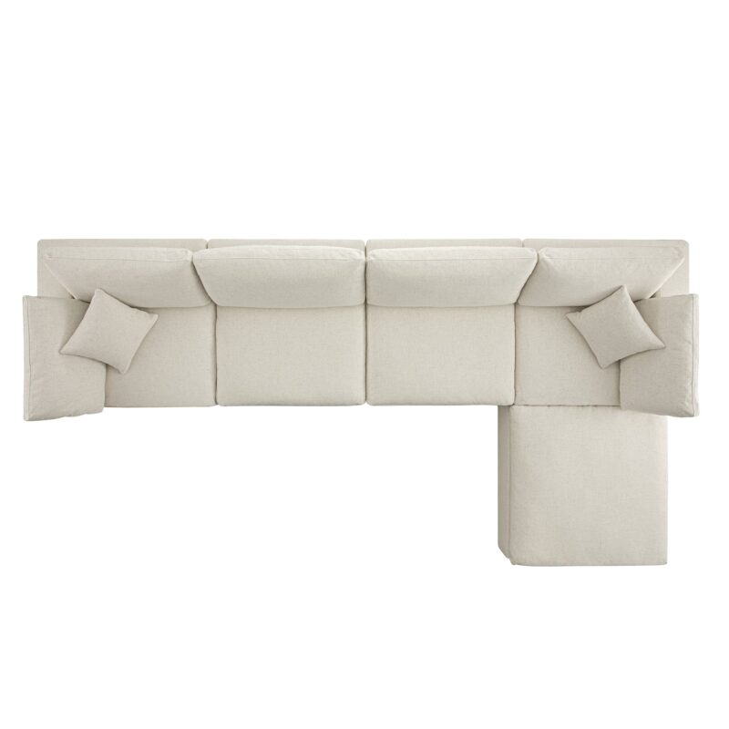 Lutyens Beige Linen Blend Modular Sofa, 4-Piece Chaise - Image 7