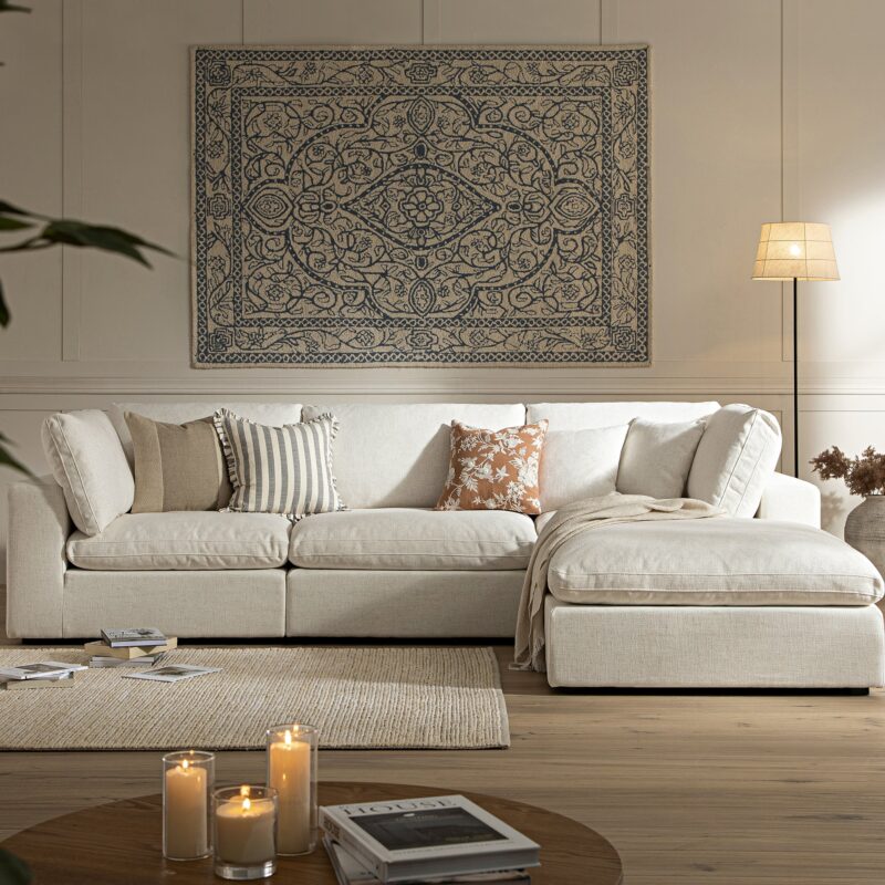Lutyens Beige Linen Blend Modular Sofa, 3-Piece Chaise - Image 2