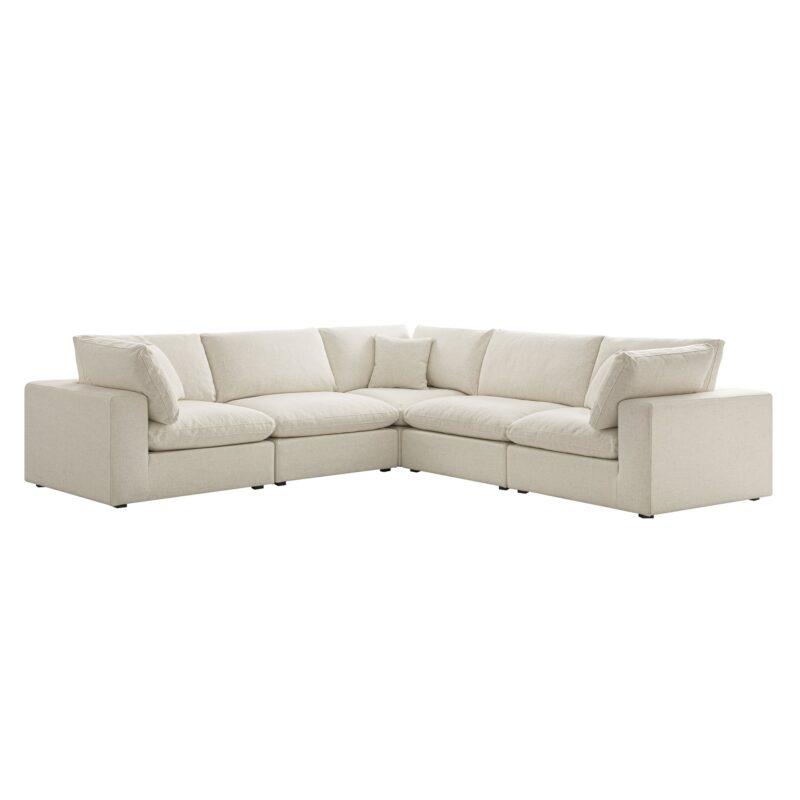 Lutyens Beige Linen Blend Modular Sofa, 5-Piece Corner Set - Image 6