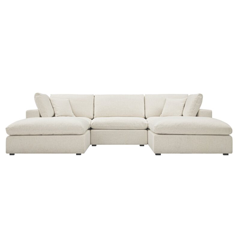Lutyens Beige Linen Blend Modular Sofa, 5-Piece U-Shape Set - Image 2