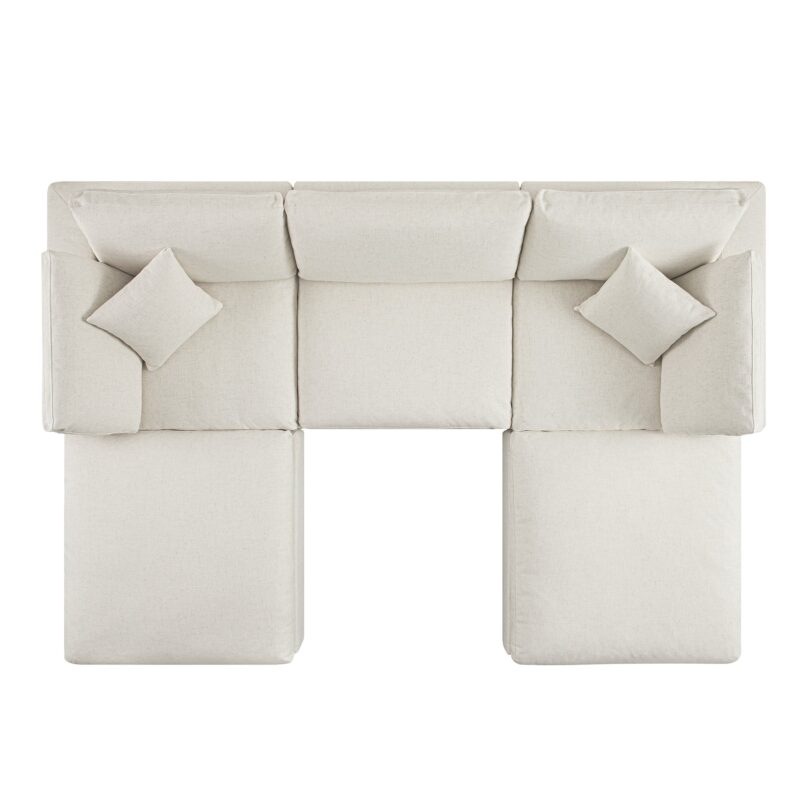 Lutyens Beige Linen Blend Modular Sofa, 5-Piece U-Shape Set - Image 6