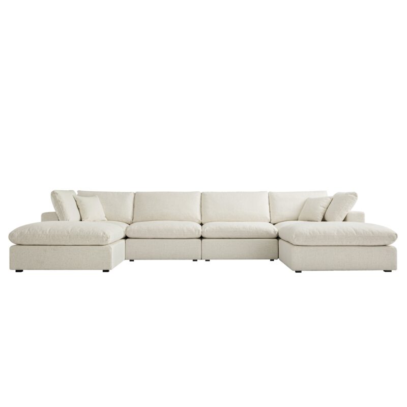 Lutyens Beige Linen Blend Modular Sofa, 6-Piece U-Shape Set - Image 2