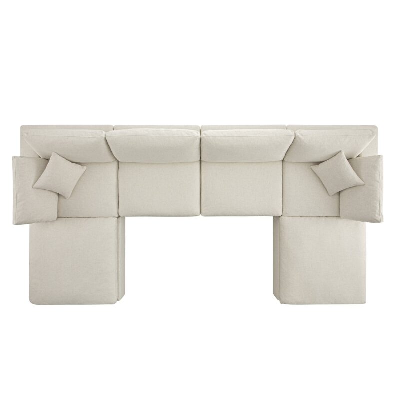 Lutyens Beige Linen Blend Modular Sofa, 6-Piece U-Shape Set - Image 5