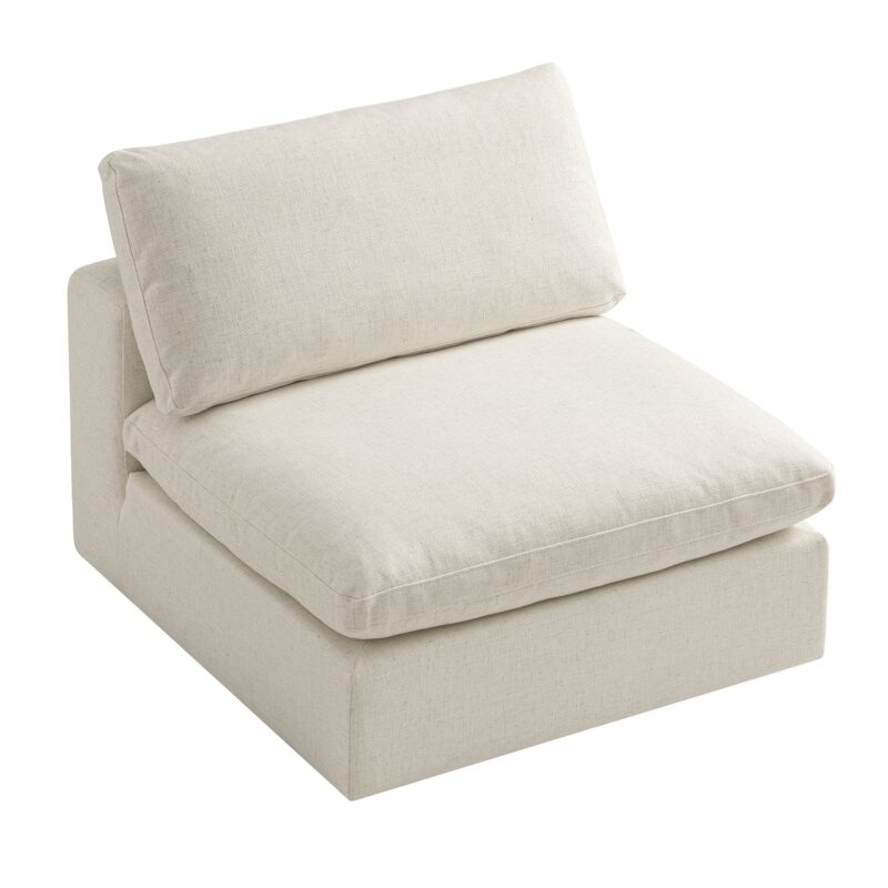 Lutyens Beige Linen Blend Modular Sofa, Armless Seat - Image 4