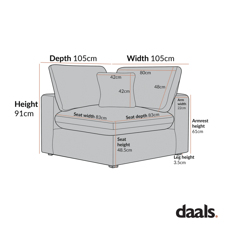 Lutyens Light Grey Linen Blend Modular Sofa, Corner Unit - Image 3