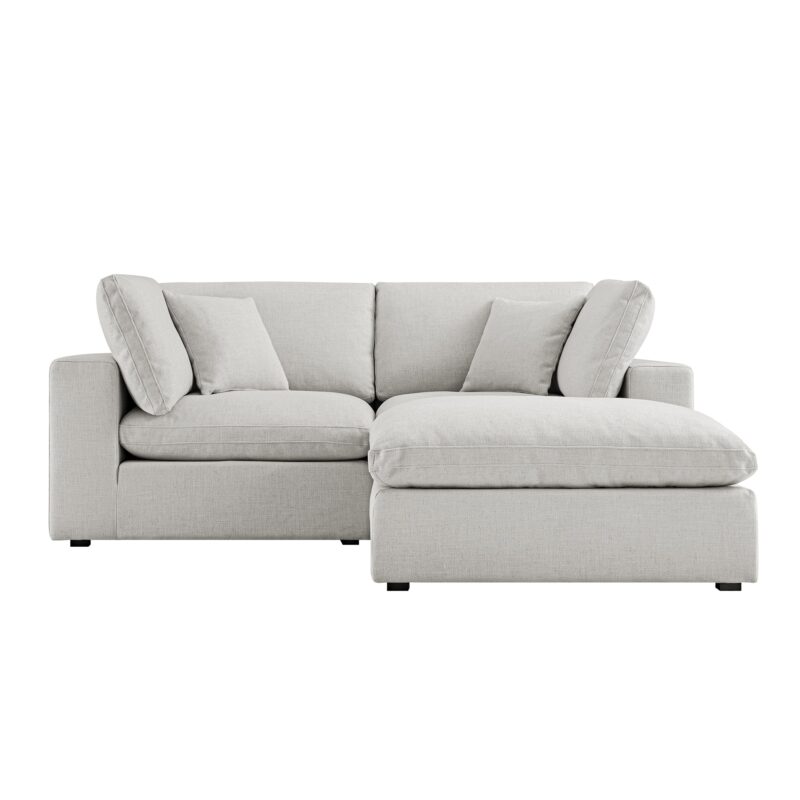 Lutyens Light Grey Linen Blend Modular Sofa, 2-Piece Chaise - Image 6