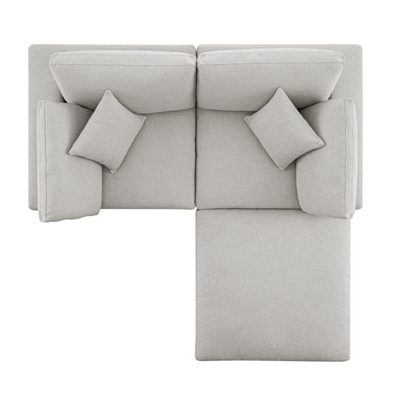 Lutyens Light Grey Linen Blend Modular Sofa, 2-Piece Chaise - Image 10