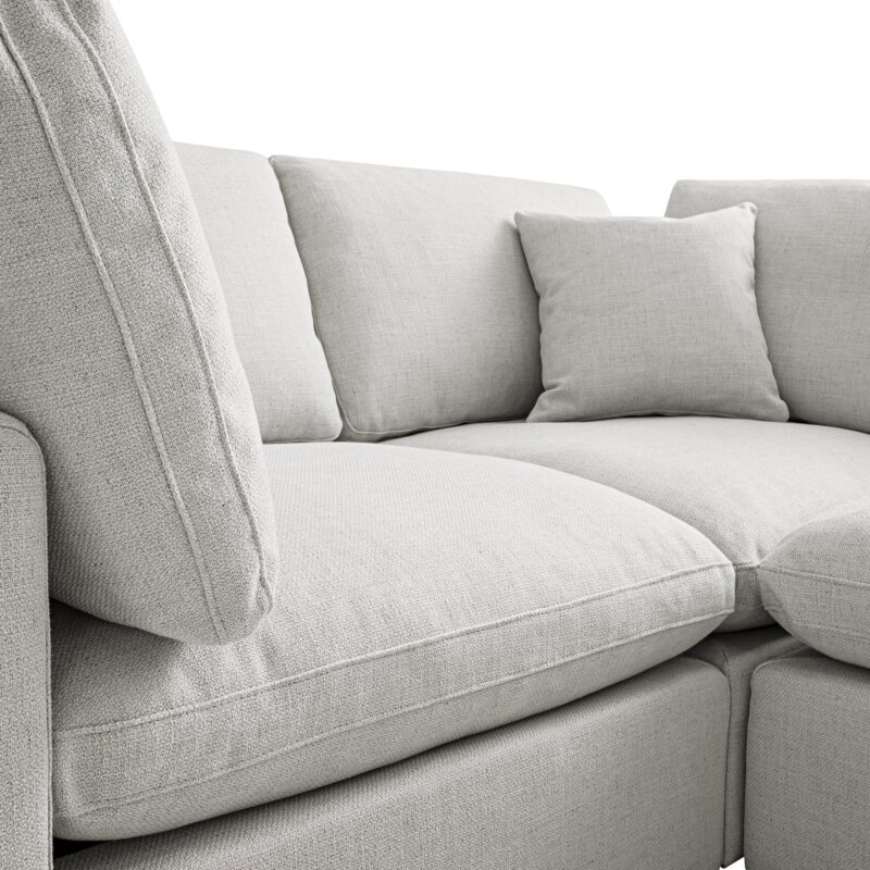 Lutyens Light Grey Linen Blend Modular Sofa, 2-Piece Chaise - Image 14