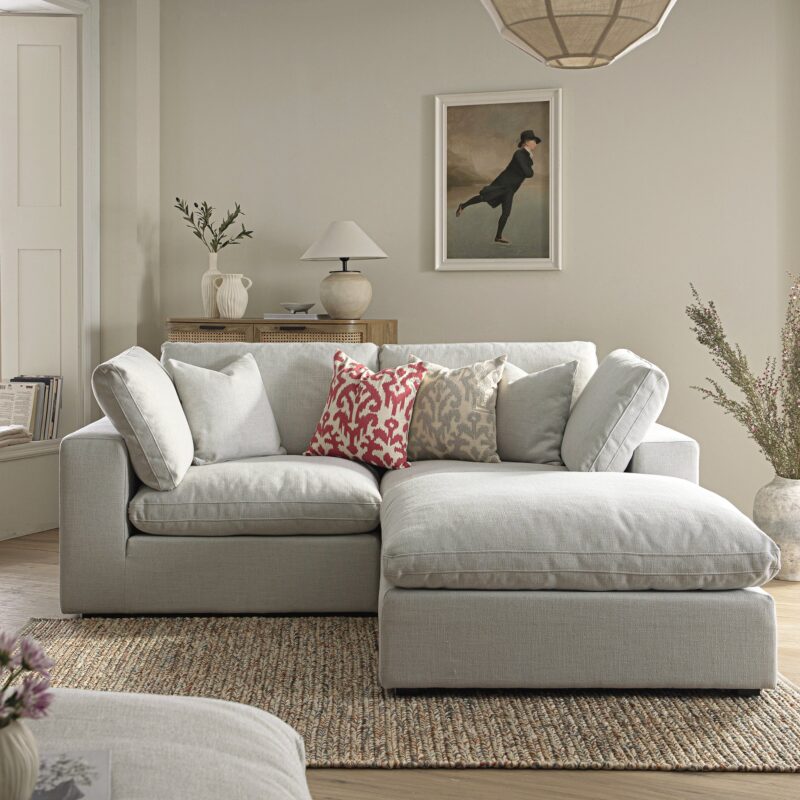 Lutyens Light Grey Linen Blend Modular Sofa, 2-Piece Chaise - Image 2
