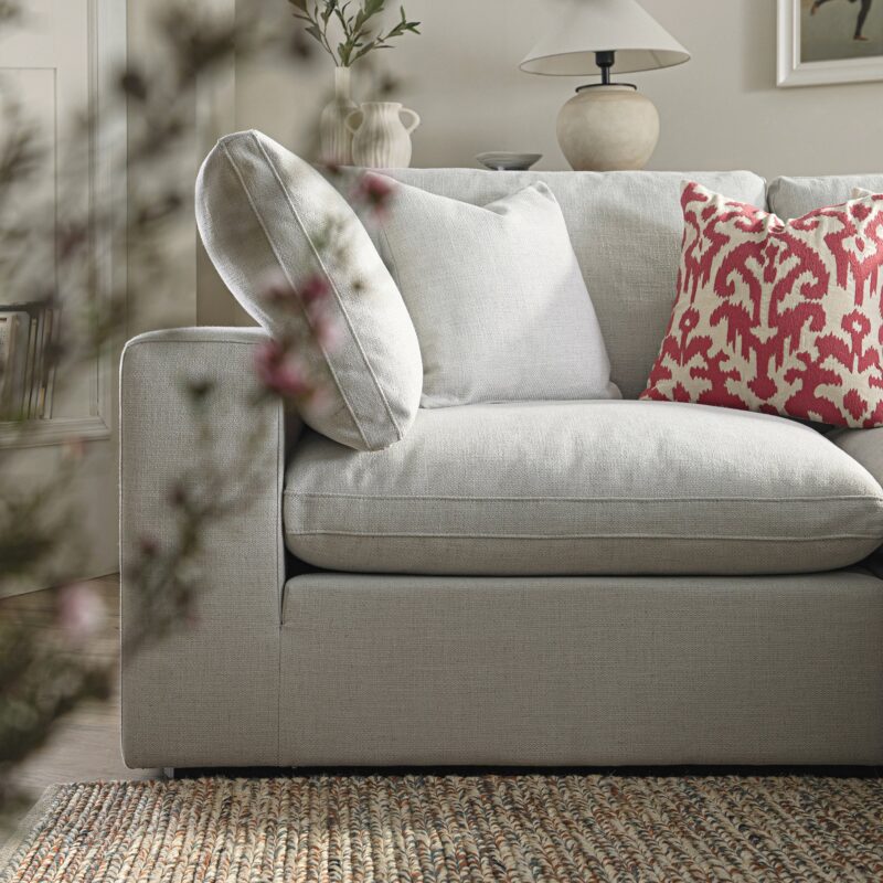 Lutyens Light Grey Linen Blend Modular Sofa, 2-Piece Chaise - Image 4