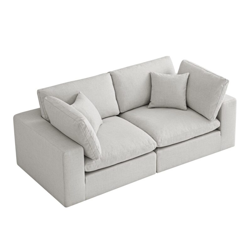 Lutyens Light Grey Linen Blend Modular Sofa, 2-Piece - Image 8