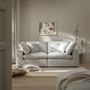 Lutyens Light Grey Linen Blend Modular Sofa, 2-Piece