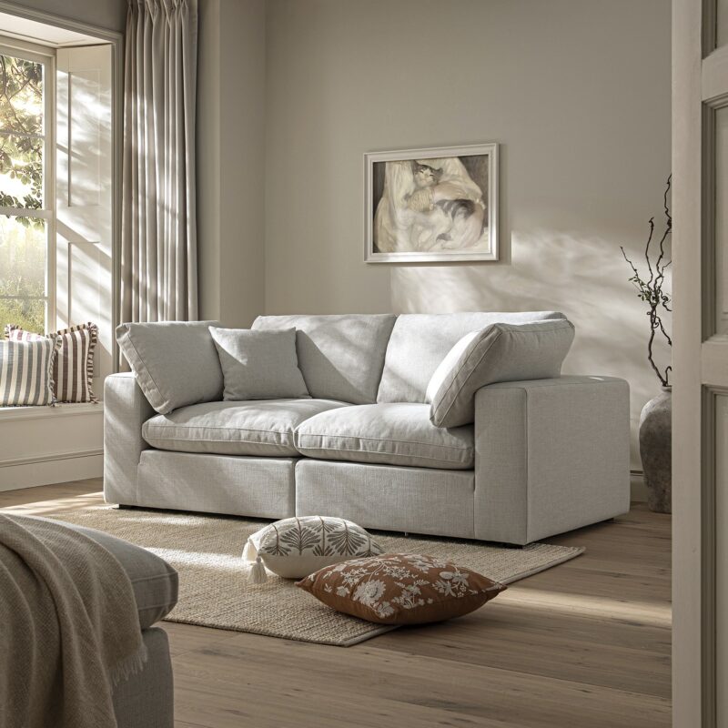 Lutyens Light Grey Linen Blend Modular Sofa, 2-Piece - Image 2