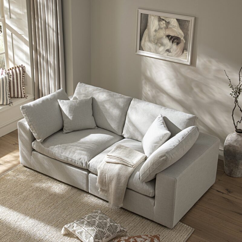 Lutyens Light Grey Linen Blend Modular Sofa, 2-Piece - Image 3