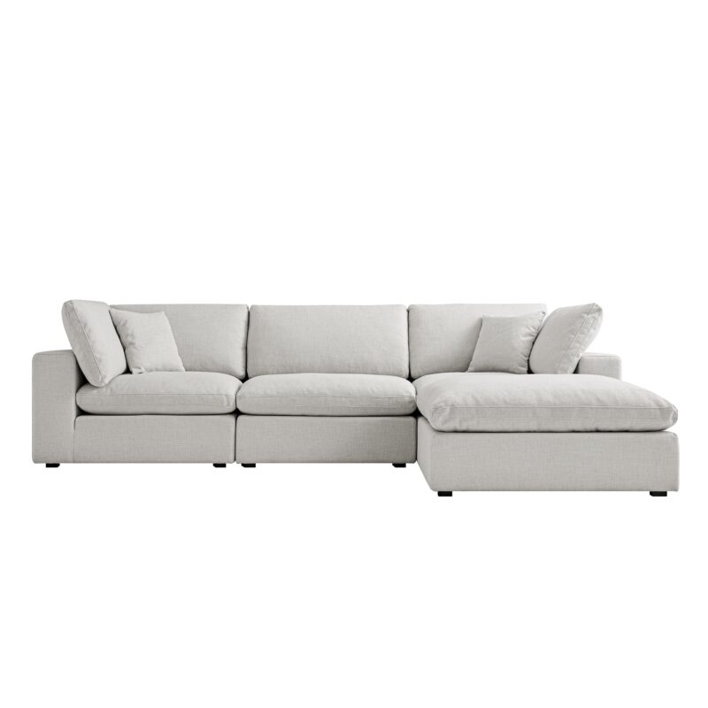 Lutyens Light Grey Linen Blend Modular Sofa, 3-Piece Chaise - Image 2