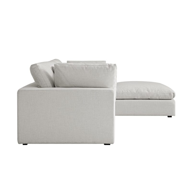 Lutyens Light Grey Linen Blend Modular Sofa, 3-Piece Chaise - Image 5
