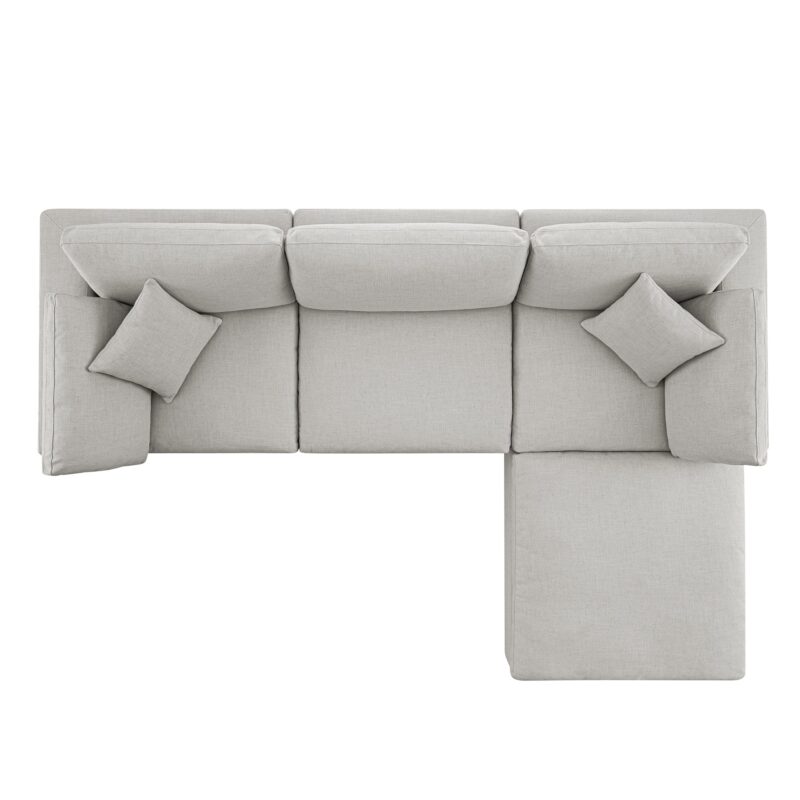 Lutyens Light Grey Linen Blend Modular Sofa, 3-Piece Chaise - Image 7