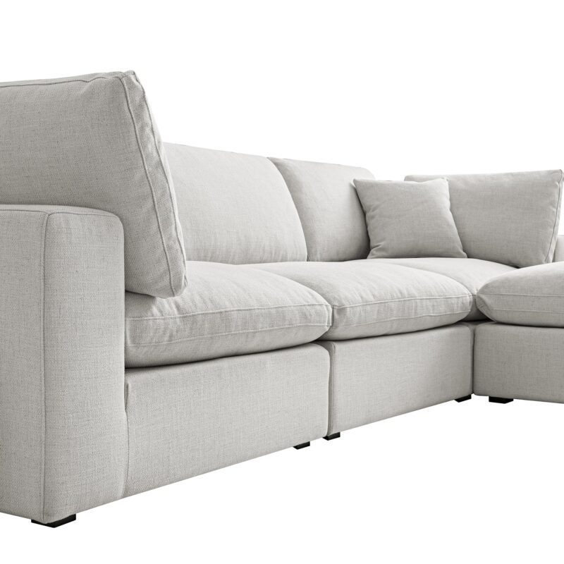Lutyens Light Grey Linen Blend Modular Sofa, 3-Piece Chaise - Image 8