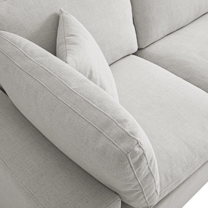 Lutyens Light Grey Linen Blend Modular Sofa, 3-Piece Chaise - Image 9