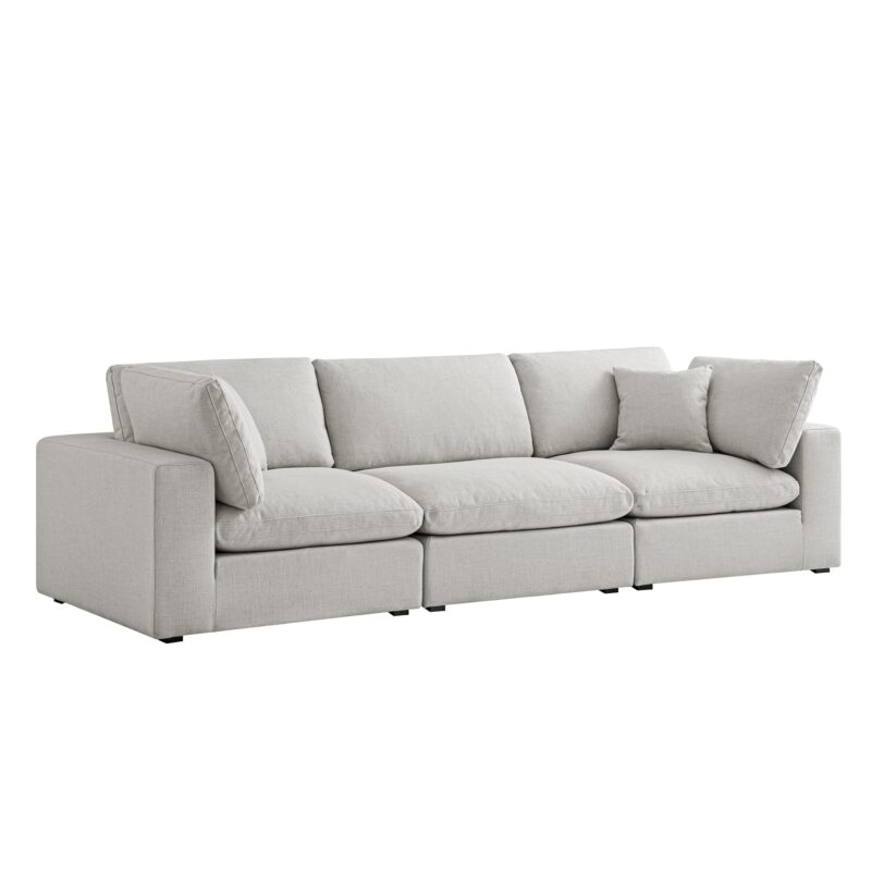 Lutyens Light Grey Linen Blend Modular Sofa, 3-Piece - Image 7