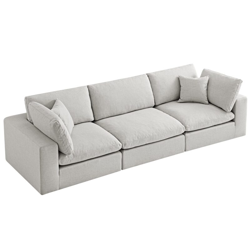 Lutyens Light Grey Linen Blend Modular Sofa, 3-Piece - Image 9