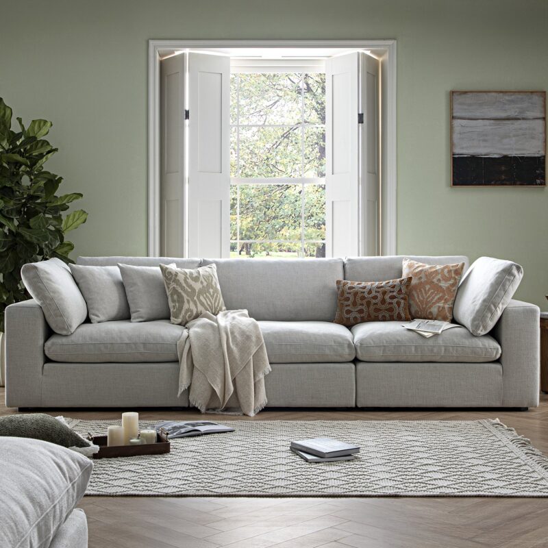 Lutyens Light Grey Linen Blend Modular Sofa, 3-Piece - Image 2