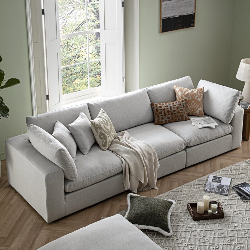 Lutyens Light Grey Linen Blend Modular Sofa, 3-Piece - Image 3