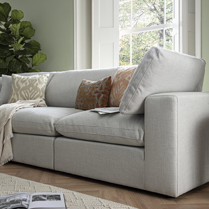 Lutyens Light Grey Linen Blend Modular Sofa, 3-Piece - Image 4