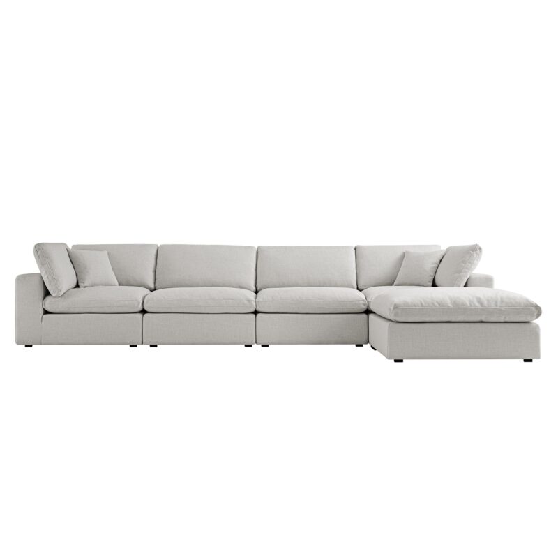 Lutyens Light Grey Linen Blend Modular Sofa, 4-Piece Chaise - Image 2