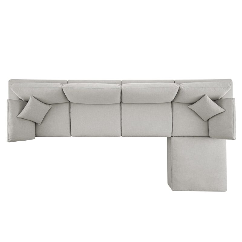 Lutyens Light Grey Linen Blend Modular Sofa, 4-Piece Chaise - Image 5