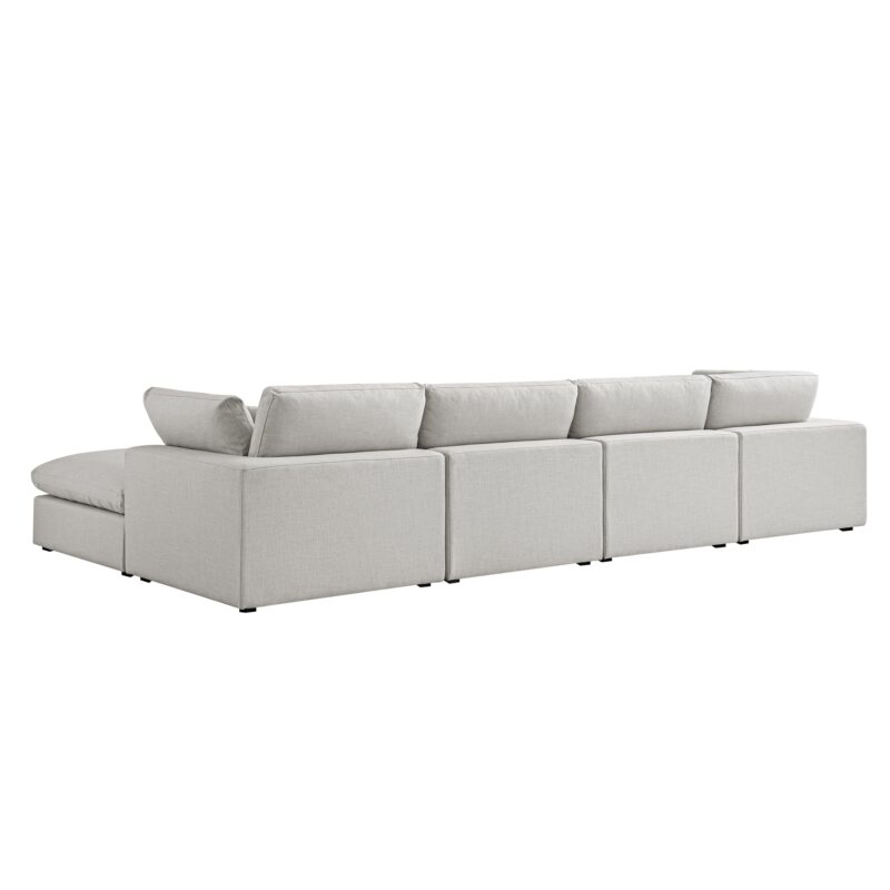 Lutyens Light Grey Linen Blend Modular Sofa, 4-Piece Chaise - Image 6