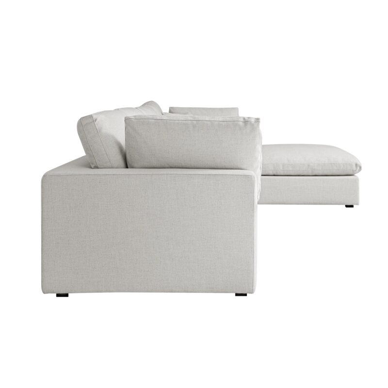 Lutyens Light Grey Linen Blend Modular Sofa, 4-Piece Chaise - Image 7