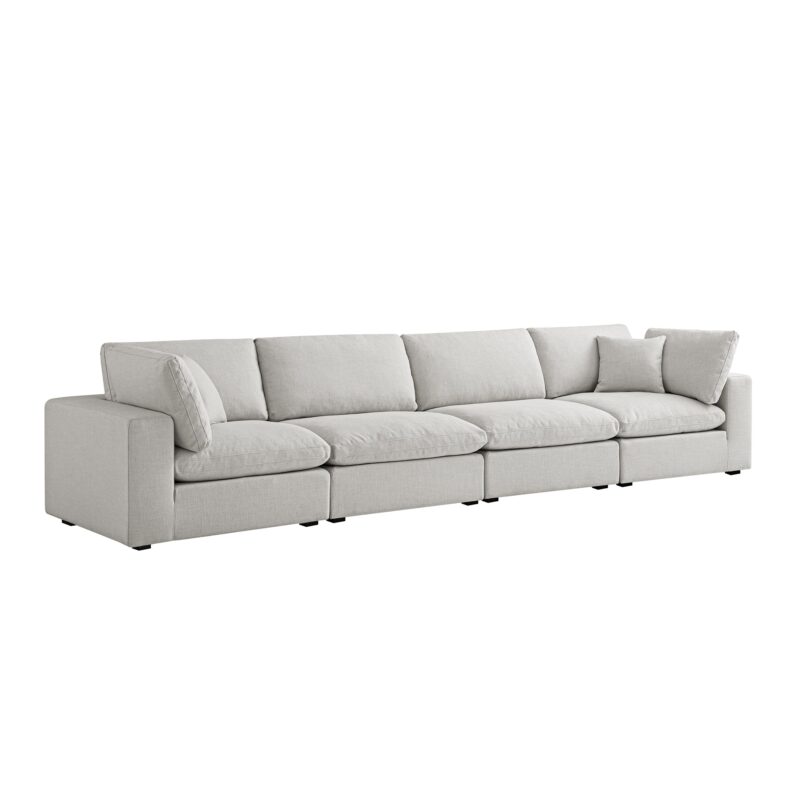 Lutyens Light Grey Linen Blend Modular Sofa, 4-Piece - Image 2