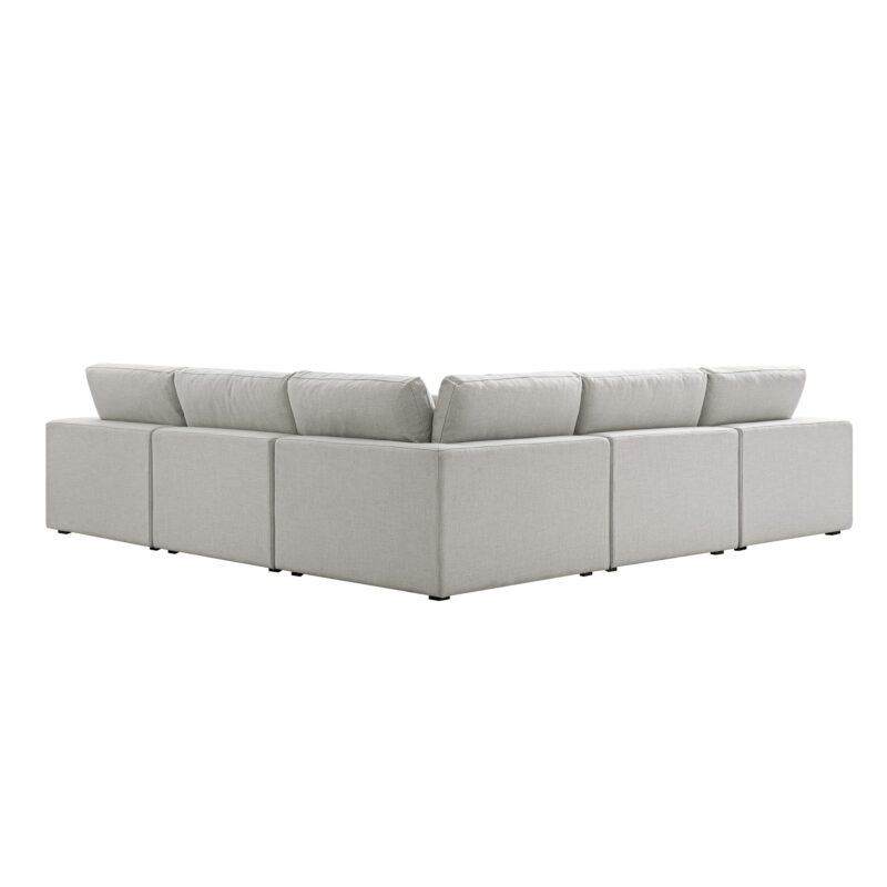 Lutyens Light Grey Linen Blend Modular Sofa, 5-Piece Corner Set - Image 5