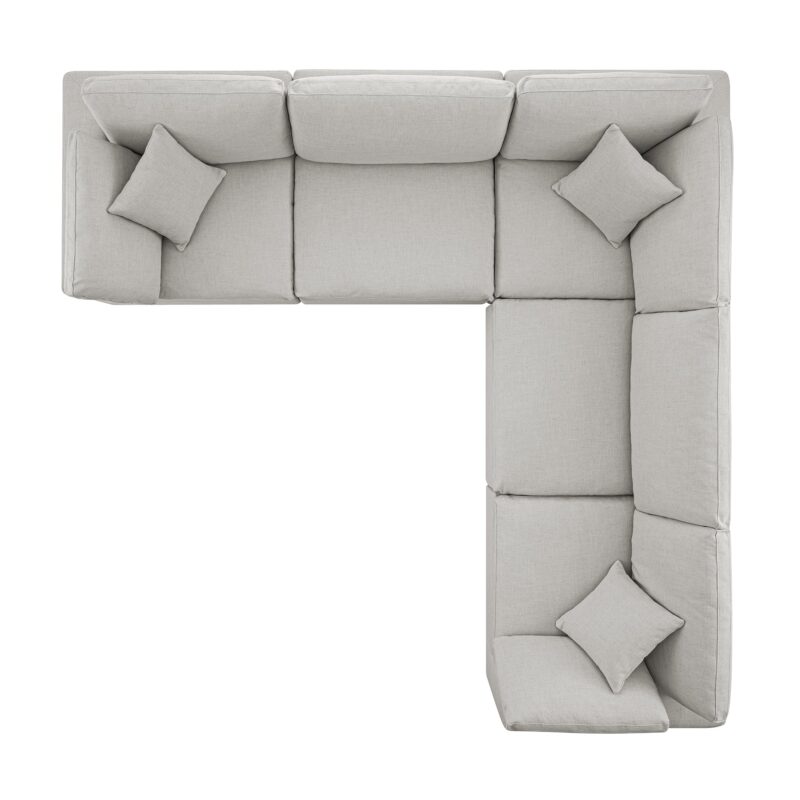 Lutyens Light Grey Linen Blend Modular Sofa, 5-Piece Corner Set - Image 6