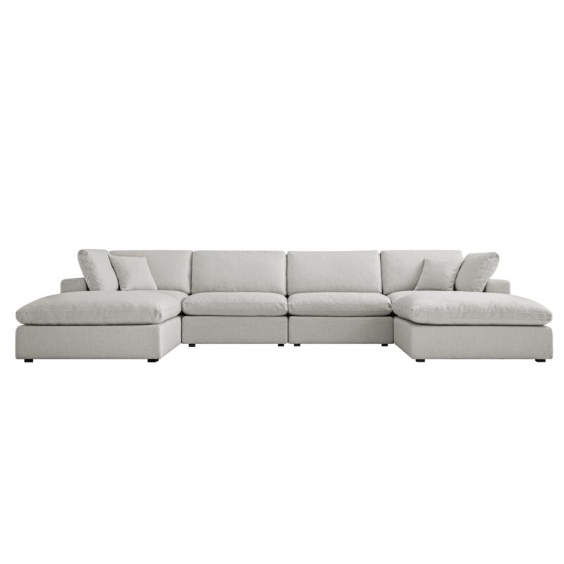 Lutyens Light Grey Linen Blend Modular Sofa, 6-Piece U-Shape Set - Image 2