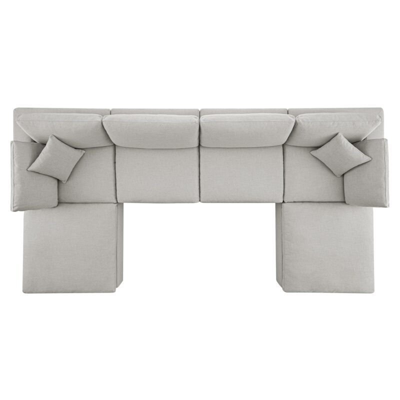 Lutyens Light Grey Linen Blend Modular Sofa, 6-Piece U-Shape Set - Image 6