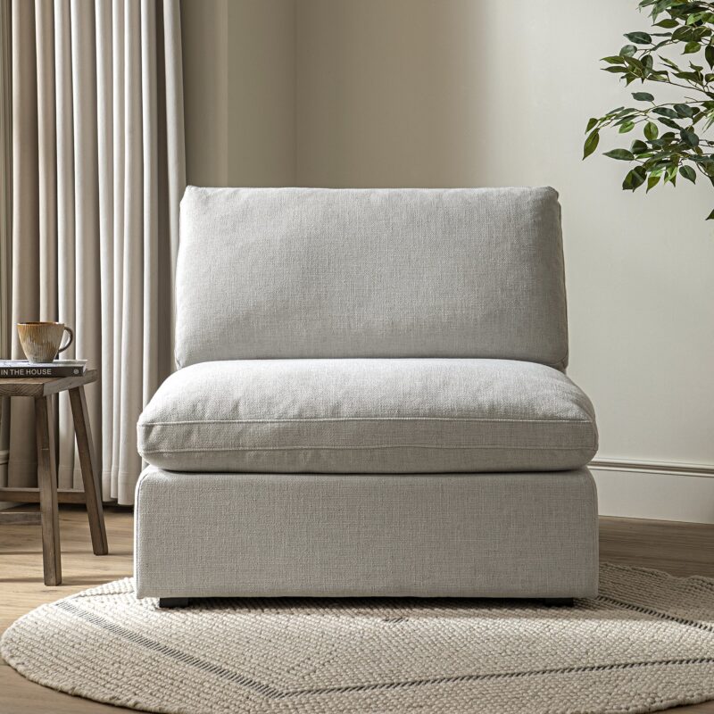 Lutyens Light Grey Linen Blend Modular Sofa, Armless Seat - Image 2