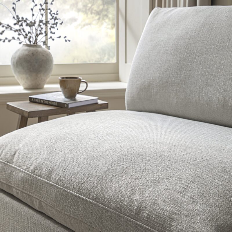 Lutyens Light Grey Linen Blend Modular Sofa, Armless Seat - Image 3