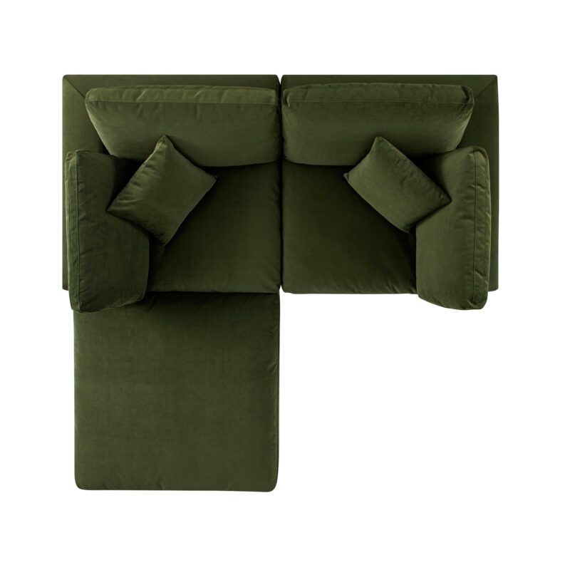 Lutyens Moss Green Velvet Modular Sofa, 2-Piece Chaise - Image 10