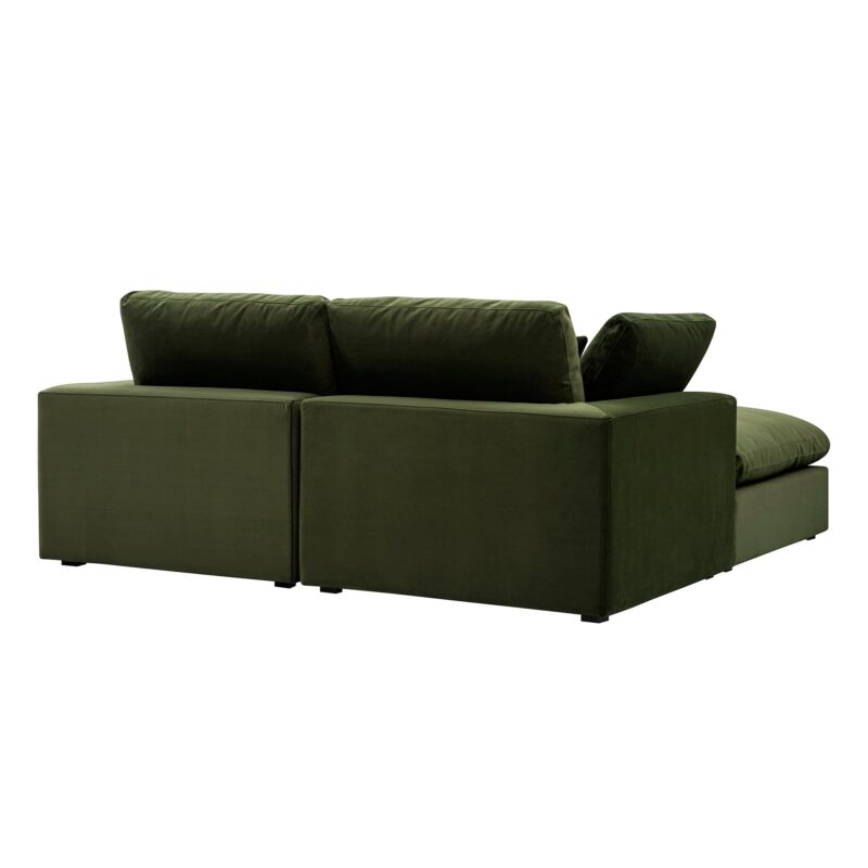 Lutyens Moss Green Velvet Modular Sofa, 2-Piece Chaise - Image 12