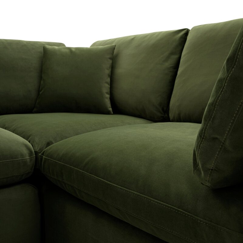 Lutyens Moss Green Velvet Modular Sofa, 2-Piece Chaise - Image 13