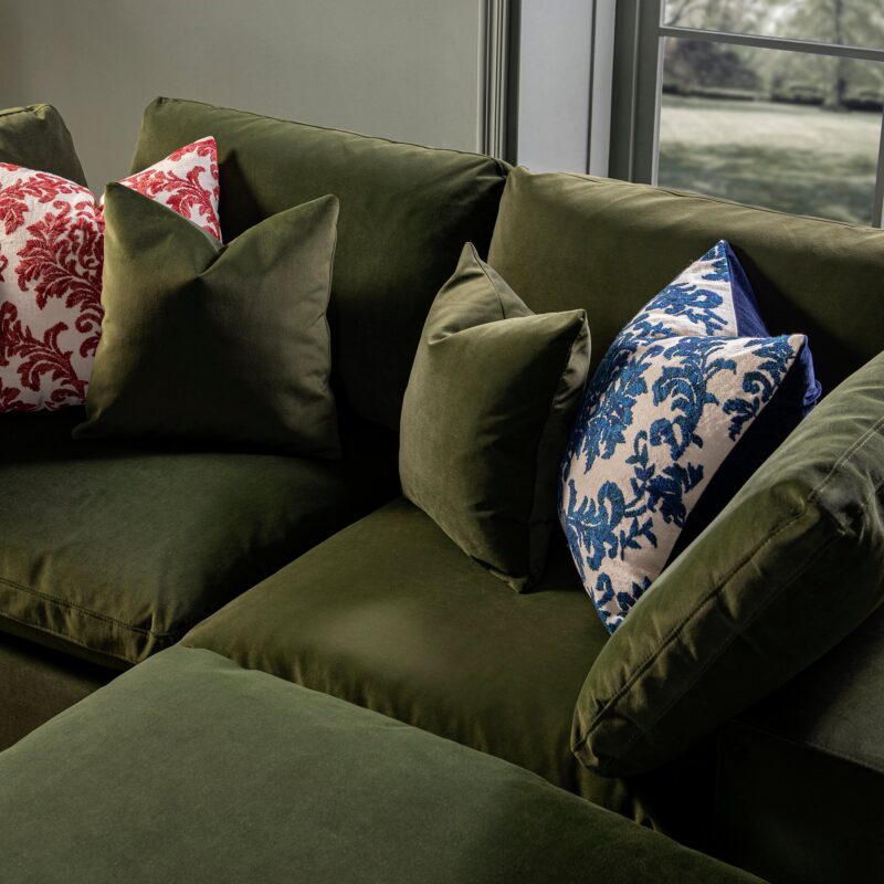 Lutyens Moss Green Velvet Modular Sofa, 2-Piece Chaise - Image 4