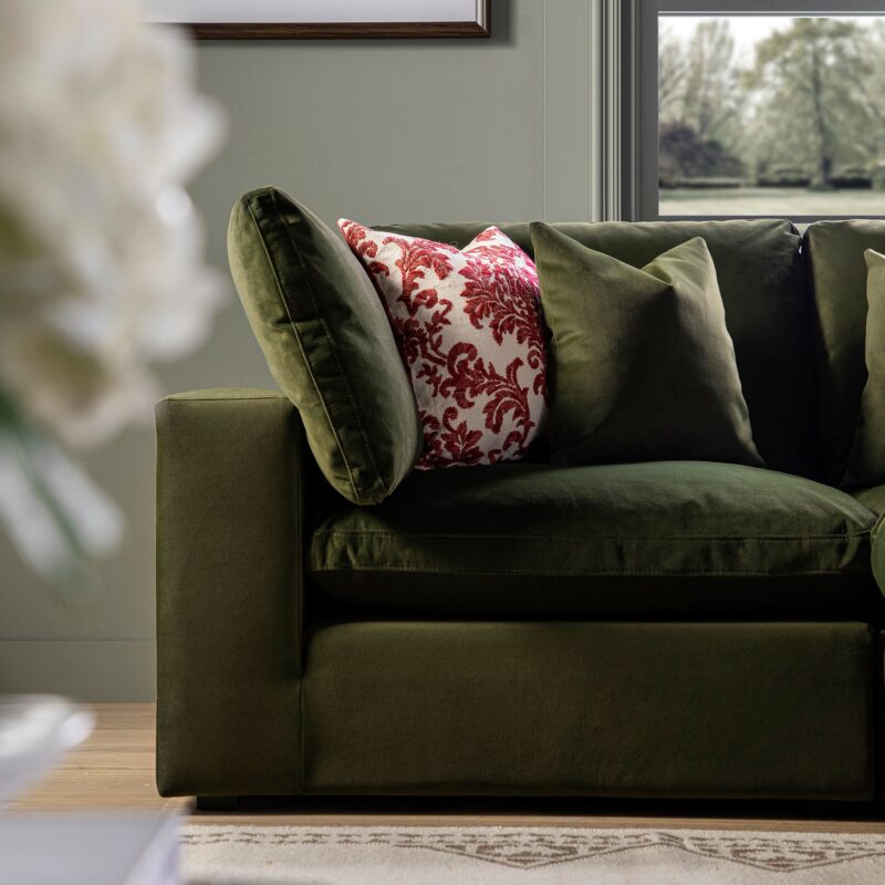 Lutyens Moss Green Velvet Modular Sofa, 2-Piece Chaise - Image 5