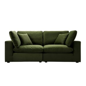 Lutyens Moss Green Velvet Modular Sofa, 2-Piece
