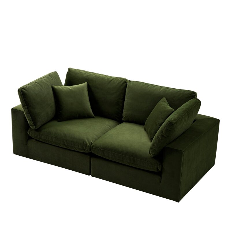Lutyens Moss Green Velvet Modular Sofa, 2-Piece - Image 4
